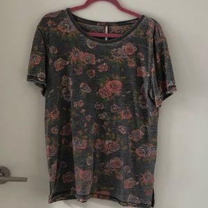 Free People Grey Floral TShirt Small